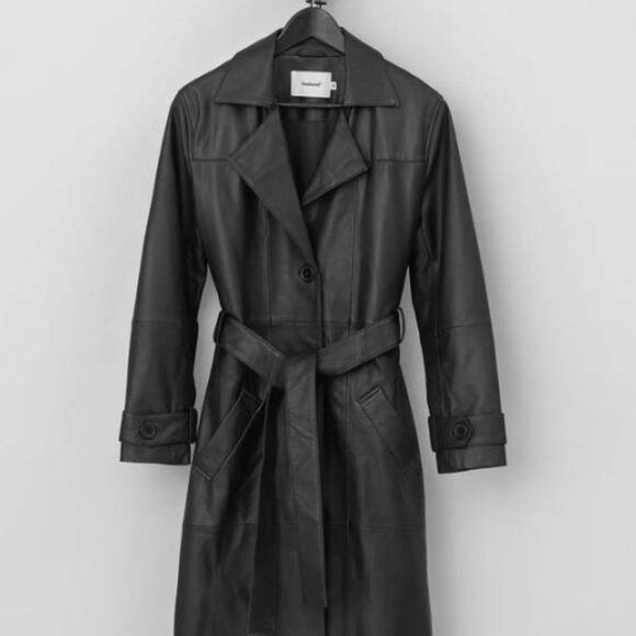 Free People Deadwood Terra Recycled Leather Trench Coat - Large  - NWT - Picture 9 of 16